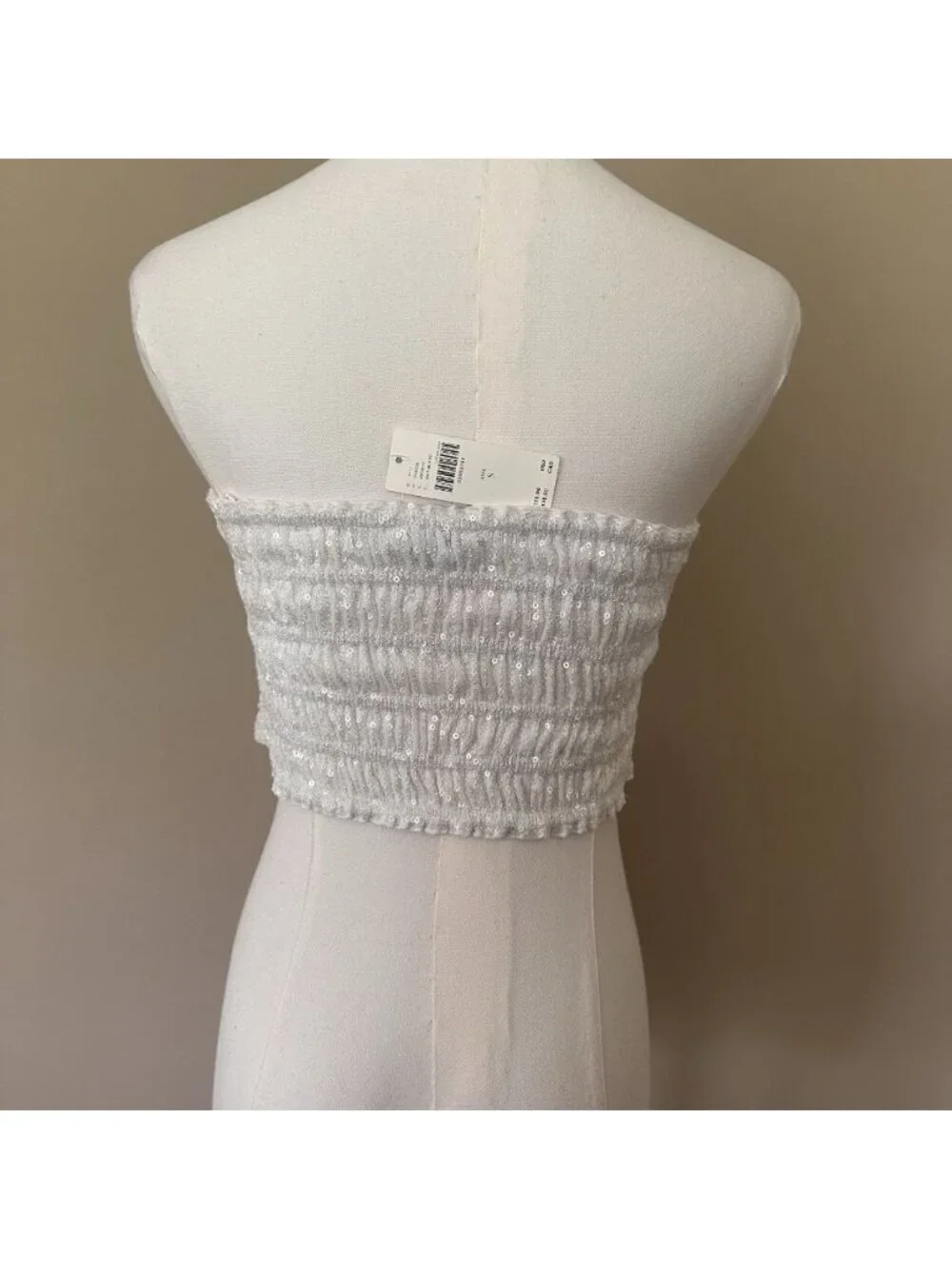 NWT Anthropologie Ranna Gill White Sequin Twist Tube Top S Crop Party $118